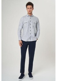 Resim Bisse Erkek Regular Fit Uzun Kollu Flanel Gömlek Mavi Gm23y231072 D35 Mavi 