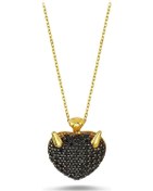 Resim Siyah Zirkon Taş Işlemeli Kalp Kolye 