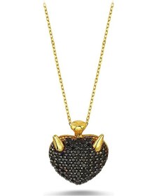 Resim Siyah Zirkon Taş Işlemeli Kalp Kolye 