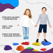 Resim 7 Adet Çocuk Denge Eğitimi Adım Taşları Seti - Kaymaz Plastik Fitness Ekipmanı, Çok Renkli, İç Mekan/Dış Mekan Denge ve Koordinasyon Gelişimi, Engel Oyun Blokları, İdeal Noel Hediyesi 