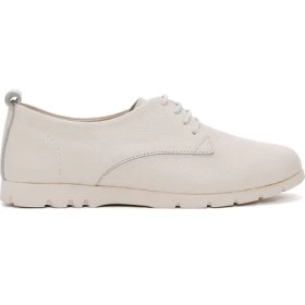 Resim Derimod Kadın Bej Bağcıklı Deri Comfort Ayakkabı 25SFD1515FT 