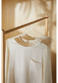 Resim Ocean Home Textile 6'lı Mat Beyaz Renk Kauçuk Kaplamalı Metal Giysi Askısı 20.50 x 42 x 0.3 cm 