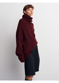 Resim Dilvin 2268 Balıkçı Yaka Geniş Kazak-koyu Bordo Koyu Bordo 