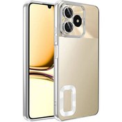 Resim Realme C53 Kılıf Kamera Korumalı Logo Gösteren Tchs Omega Kapak - Gümüş Gümüş 