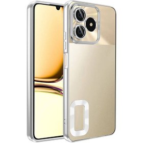 Resim Realme C53 Kılıf Kamera Korumalı Logo Gösteren Tchs Omega Kapak - Gümüş Gümüş 