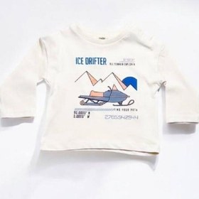 Resim Çikoby Erkek Bebek Ice Drifter Yazılı İnce Uzun Kollu Tshirt-14865 Ekru 