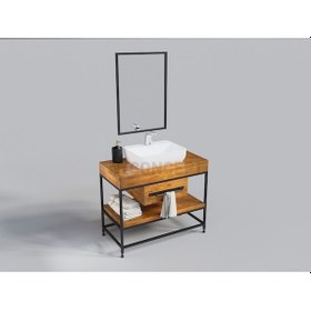 Resim Masif Ağaç Loft Banyo -Lavabo Dolabı 