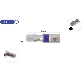 Resim Ceta Form 5 x 25 mm Allen Bits Uç Renk Kodlu CB/1850TC (1 Adet) 