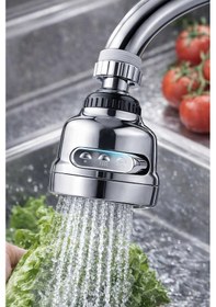 Resim Krom 3 Fonksiyonlu 360 Döner Su Tasarruflu Musluk Başlığı Mutfak Evye Ve Lavabo İçin Batarya Ucu 