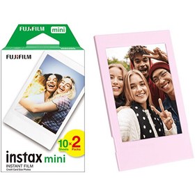Resim Fujifilm Instax Mini 12 Makine Uyumlu 20'li Film ve Pembe Fotoğraf Çerçevesi 