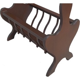 Resim Ankara Mobilya Gazete Sehpa 12621 Model Kayın MDF Torna tabla Parlak Ceviz Boya Tutmalık El Yapı 