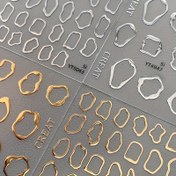 Resim 4'lü Paket Sıcak Folyo Çizgili Tırnak Stickerları, Işıltılı Minimalist Daire Desenli Tırnak Dekorları, DIY Çıkartmalar, Telefon Süsleri, Sevgililer Günü, Anneler Günü ve Düğünler İçin Manikür Aksesuarları 