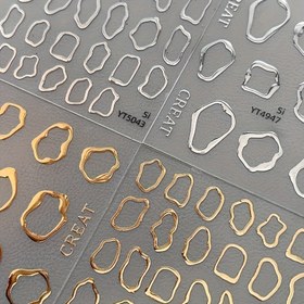 Resim 4'lü Paket Sıcak Folyo Çizgili Tırnak Stickerları, Işıltılı Minimalist Daire Desenli Tırnak Dekorları, DIY Çıkartmalar, Telefon Süsleri, Sevgililer Günü, Anneler Günü ve Düğünler İçin Manikür Aksesuarları 