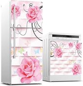 Resim Qedii Buzdolabı Ve Bulaşık Makinası Beyaz Eşya Sticker Kaplama Pembe Gül 