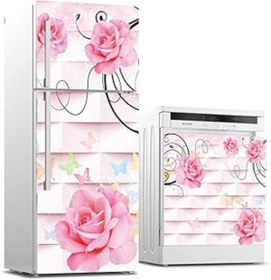 Resim Qedii Buzdolabı Ve Bulaşık Makinası Beyaz Eşya Sticker Kaplama Pembe Gül 