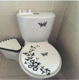 Resim Kelebek ve Çiçek Klozet Banyo Sticker 