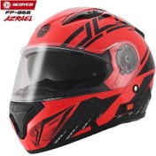 Resim Scoyco FF-868 Azrael Güneş Vizörlü Çene Açılır Kask Kırmızı - Siyah 