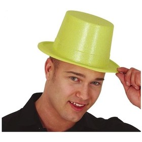 Resim Floresan Sarı Renk Simli Uzun Fötr Melon Şapka 12 Cm Çok Renkli 