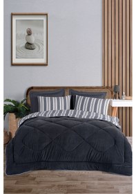 Resim Wellsoft Yorgan Tek Kişilik Soft Line Antrasit Antrasit 