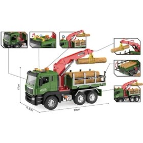 Resim Farbu Oyuncak 1:12 Sürtmeli Sesli Işıklı Fonksiyonel Oyuncak Kütük Taşıyıcı Kamyon 