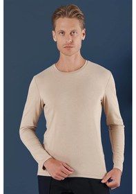 Resim Ts 870 Slim Fit Bej Spor T-shirt Bej 