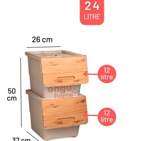 Resim Feyza Design Bambu Sebzelik Tekerlekli, 24 Litre, Patates ve Soğan Saklama Kutusu 