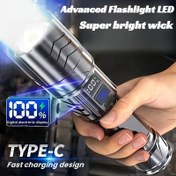 Resim Ultra-Bright 1000,000 Lumens LED El Feneri Dijital Ekran, 70x Yakınlaştırma, USB-C Şarj, 18650 Lityum Pil - Kamp, Yürüyüş, Acil Durumlar için Klips ve Kılıf ile Taşınabilir Taktik Fener | Dayanıklı, Şarj Edilebilir Tasarım, Kamp Aksesuarları 