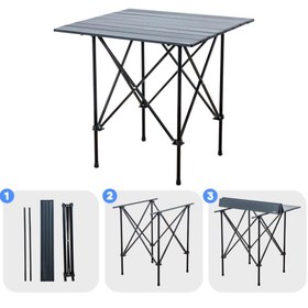 Resim Katlanabilir Alüminyum Kamp ve Piknik Masası - Akordion - Antrasit - (54024) 