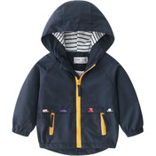 Resim LONTAKIDS Erkek Çocukları için Turkuaz Mavi Kapüşonlu Ceket - Fuji Dağı İlhamlı Süslemeli, Tam Fermuarlı Rüzgarlık Mont, Çift Çepikli Cepleri Bol Kesim Büyük Boy,, Dışarıda Oyun ve Bahar/Sonbahar İçin Günlük Jaketi 