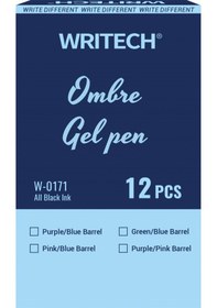 Resim Wrıtech W-0171 Aurora Mavi-pembe Gövde Mavi Jel Kalem - 12'li Kutu Ahşap 