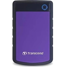 Resim Transcend TS1TSJ25H3P 1 Tb Taşınabilir Harici Sabit Sürücü (Hdd), Mor (Mor) Renkte, Yedekleme Işlevli (Tek Tuşla Veri Yedekleme) ve Koruyucu Kılıflı, Darbeye Dayanıklı, Sağlam, Tak ve Çalıştır 
