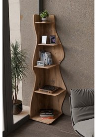 Resim Wave 5 Raflı Dekoratif Kitaplık Dosya Rafı 180 Cm Kitaplık Çam 