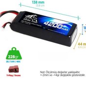 Resim Leopard Power 4200 mAh 7.4V 2S 40C Lityum Polimer Lipo Batarya Pil T Plug 