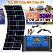 Resim Taşınabilir Güneş Paneli Kiti 12V 18V USB Şarj Arayüzü Kontrollü Güneş Hücresiyle Telefon RV Araba RV Şarjı 