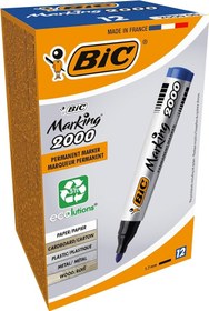 Resim BIC Intensity Marker 2000 Yuvarlak Uçlu Permanent Markör, Mavi, 12'li Kutu, 1.7 mm Sağlam Uç, Hızlı Kuruyan Mürekkep 