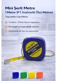 Resim Mini Şerit Metre 1 Metre 3ft Anahtarlık Ölçü Metresi Taşınabilir Cep Metre 1 Adet 10 Metre 