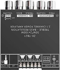 Resim 2.1 Kanal BT Ses Amplifikatör Modülü AUX BT5.0 Ses Girişi Subwoofer Sol ve Sağ Kanal Çıkışı Ses Güç Amplifikatörü Kartı 