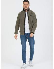 Resim Fermuarlı Garnili Polar Khaki Koyu Haki 