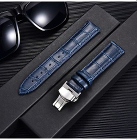 Resim Bambu Desen Hakiki Deri Saat Kayışı Inek Derisi Kordonlu Saat 18/20/22/24mm Dark Blue-silver 24mm 