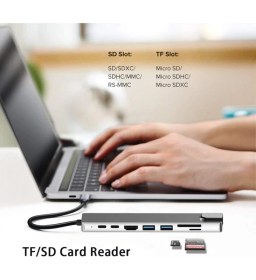 Resim Daytona CF10 Macbook Uyumlu Type-C™ To 4K HDMI Tv Projeksiyon Ultra Hd 1080P 2* Type-C 2* USB 3.0 Ethernet Lan 2* SD 8IN1 Çevirici Hub Adaptör 