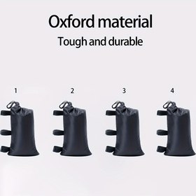Resim 4 Adet Ağır Hizmet Oxford Kumaşı Kum Torbaları, Kanopiler Çadırlar ve Gazebo için Evrensel Uyum, Ağırlık Dağılımı ve Denge için Dayanıklı Siyah Kum Torbaları 