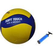 Resim Avessa Vl 500 Voleybol Topu Soft Yapıştırma Poliüretan + Pompa Sarı - Lacivert 