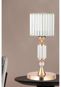 Resim İstanbul Avize Kristal Taşlı Gold Kasalı K-12 Gold Taş Kafalı Abajur 