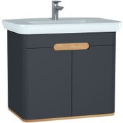 Resim Vitra Sento 60809 Lavabo Dolabı Kapaklı 80 Cm Mat Antrasit 