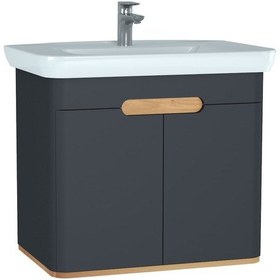 Resim Vitra Sento 60809 Lavabo Dolabı Kapaklı 80 Cm Mat Antrasit 