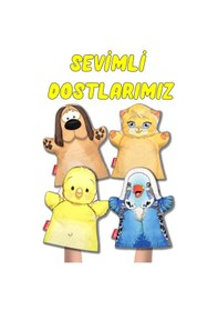 Resim 4 Parça Tox Sevimli Dostlarımız Keçe El Kukla Set . Eğitici Oyunc 