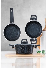 Resim Acar Easy Cook 4 Parça Granit Tencere Takımı Mavi Xkt-21-0397/4 