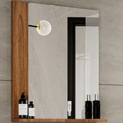 Resim Polka Tiny Aynalı 60 cm Banyo Dolabı Üst Modül Ceviz 