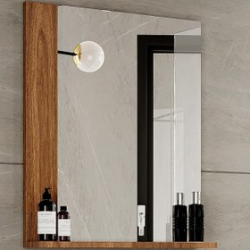 Resim Polka Tiny Aynalı 60 cm Banyo Dolabı Üst Modül Ceviz 