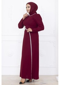 Resim Amine Hüma Zühre Tesettür Abiye Bordo Bordo 